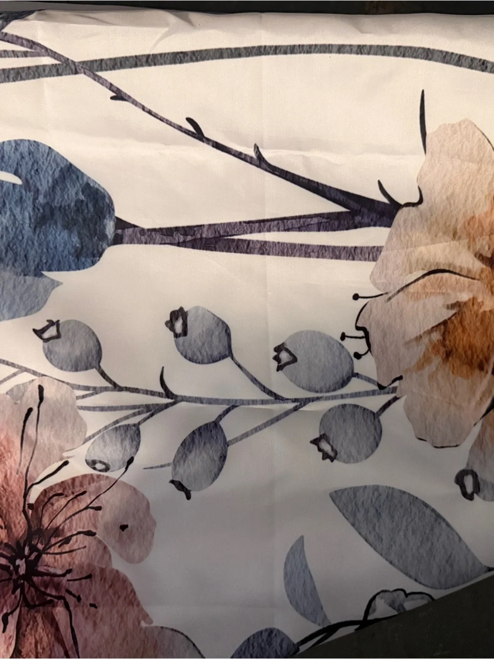 Blue and pink floral shower curtain